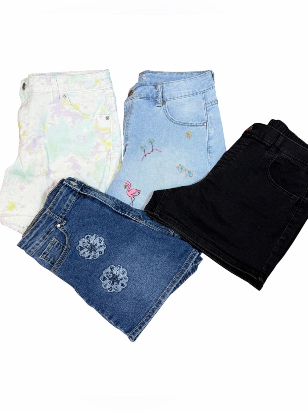Bundle of Youth Girls Denim Shorts 4 Pairs Wonder Nation + Cat and Jack size XXL